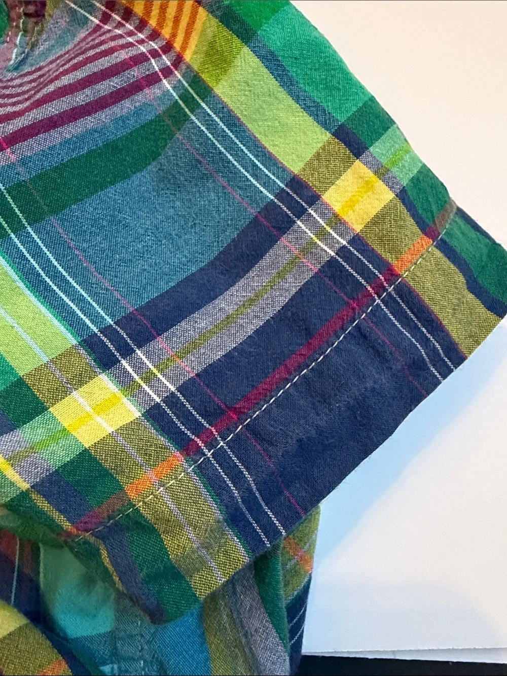 Ralph Lauren Boys Short-Sleeve Plaid Button-Down - Blue, Green & Yellow